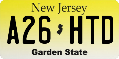 NJ license plate A26HTD