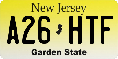 NJ license plate A26HTF