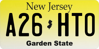 NJ license plate A26HTO