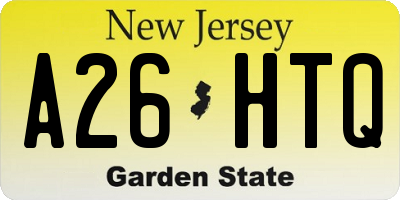 NJ license plate A26HTQ