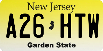 NJ license plate A26HTW