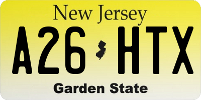 NJ license plate A26HTX