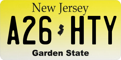 NJ license plate A26HTY