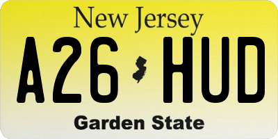 NJ license plate A26HUD