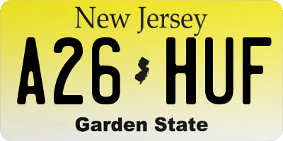 NJ license plate A26HUF