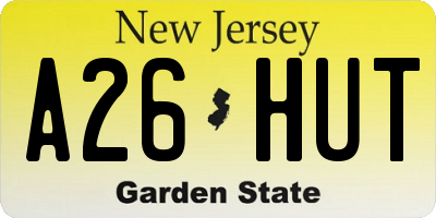 NJ license plate A26HUT
