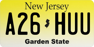 NJ license plate A26HUU