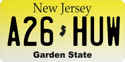 NJ license plate A26HUW