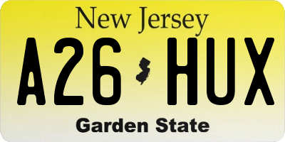 NJ license plate A26HUX