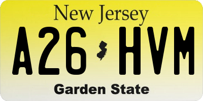 NJ license plate A26HVM