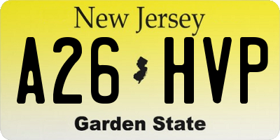 NJ license plate A26HVP