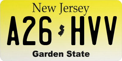 NJ license plate A26HVV