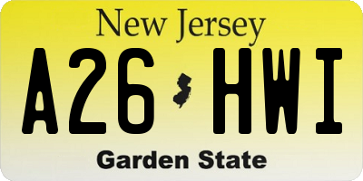 NJ license plate A26HWI