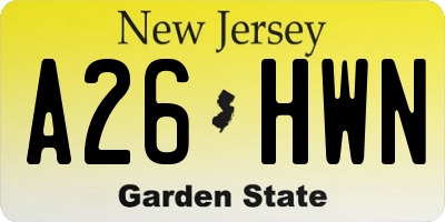 NJ license plate A26HWN