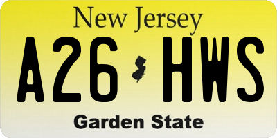 NJ license plate A26HWS