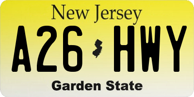 NJ license plate A26HWY