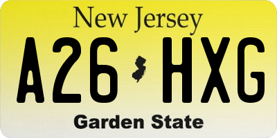 NJ license plate A26HXG