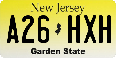 NJ license plate A26HXH