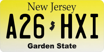 NJ license plate A26HXI