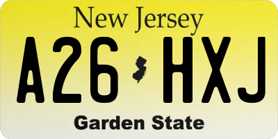 NJ license plate A26HXJ