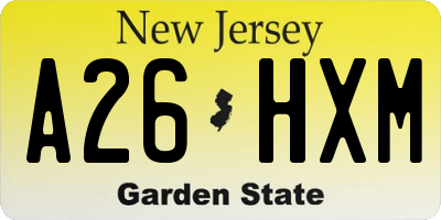NJ license plate A26HXM