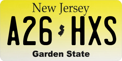 NJ license plate A26HXS