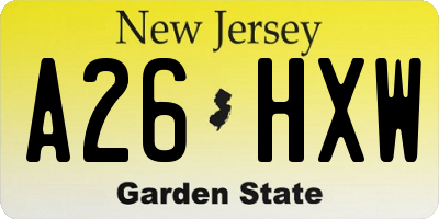 NJ license plate A26HXW