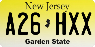 NJ license plate A26HXX