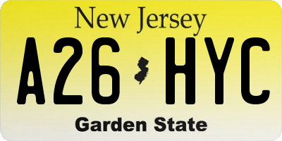 NJ license plate A26HYC