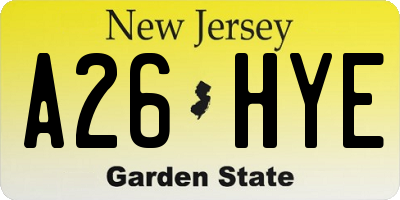 NJ license plate A26HYE