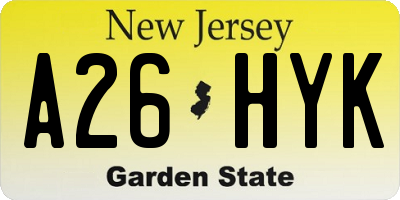 NJ license plate A26HYK