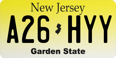 NJ license plate A26HYY