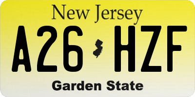 NJ license plate A26HZF