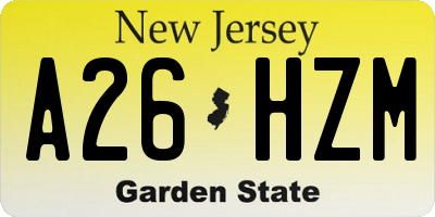 NJ license plate A26HZM