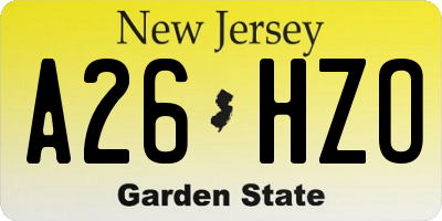 NJ license plate A26HZO