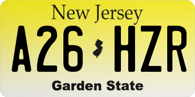 NJ license plate A26HZR