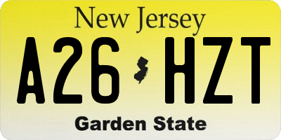NJ license plate A26HZT