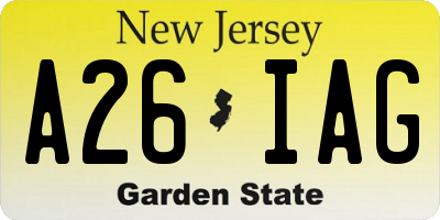 NJ license plate A26IAG