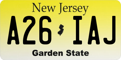 NJ license plate A26IAJ