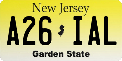 NJ license plate A26IAL
