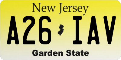 NJ license plate A26IAV