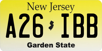 NJ license plate A26IBB