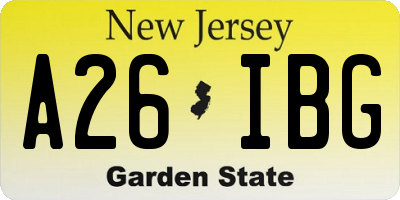 NJ license plate A26IBG