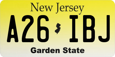 NJ license plate A26IBJ