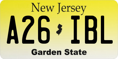 NJ license plate A26IBL