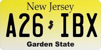 NJ license plate A26IBX