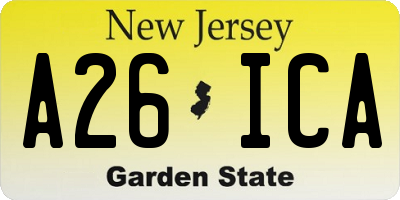 NJ license plate A26ICA