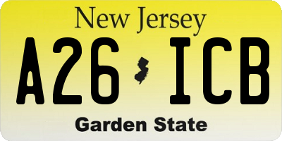 NJ license plate A26ICB