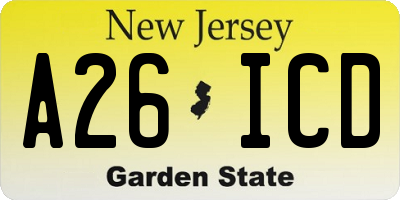 NJ license plate A26ICD