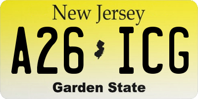 NJ license plate A26ICG